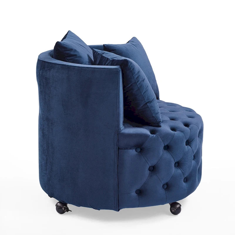 Blue Modern 30 Swivel Tufted Accent Chair