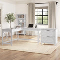 Key West 60W L Desk with 2 Drawer File Cabinet by Bush Furniture