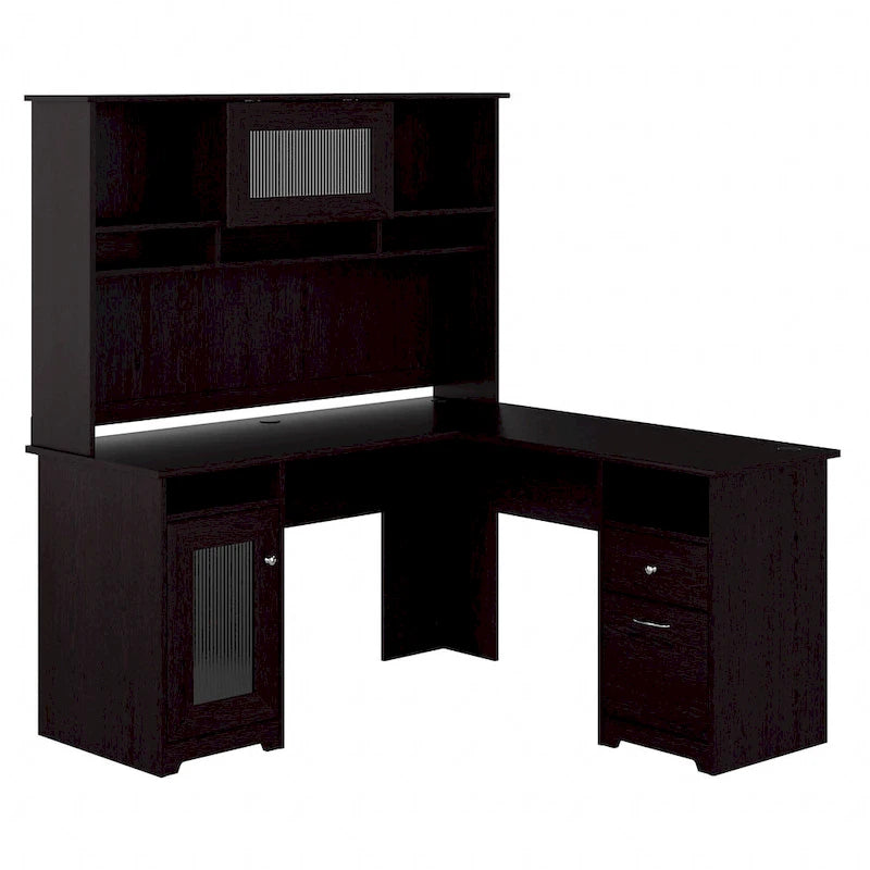 Cabot 60W L-Shaped Desk with Hutch and Storage by Bush Furniture
