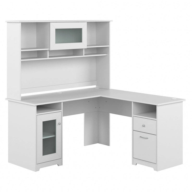 Cabot 60W L-Shaped Desk with Hutch and Storage by Bush Furniture