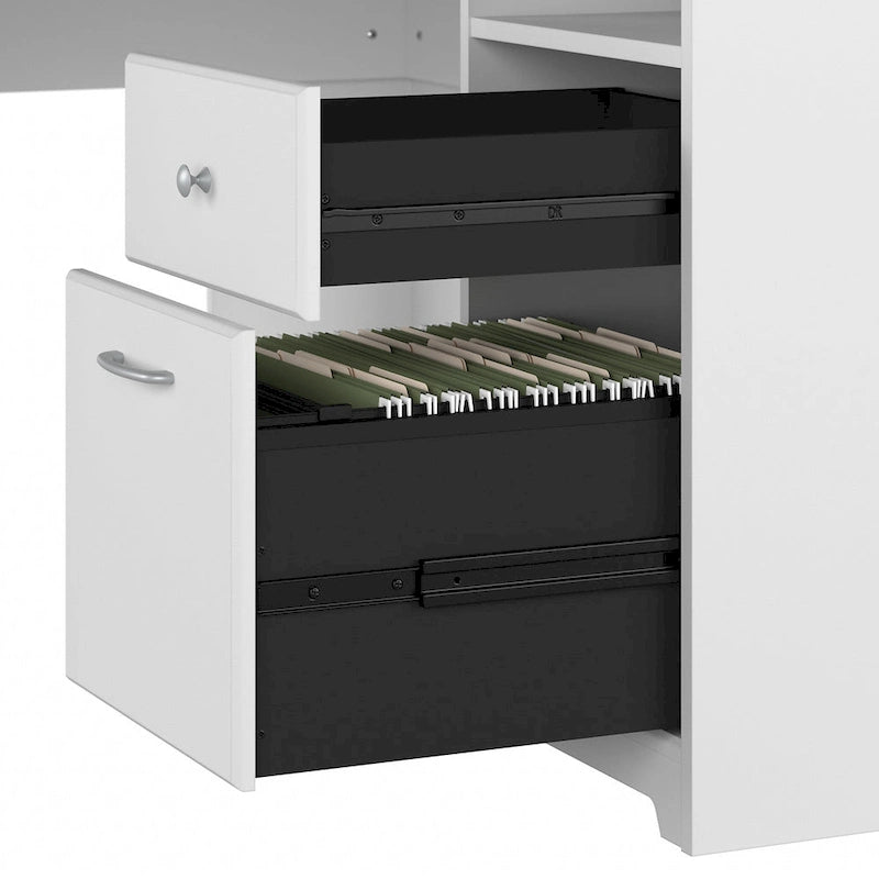 Cabot 60W L-Shaped Desk with Hutch and Storage by Bush Furniture