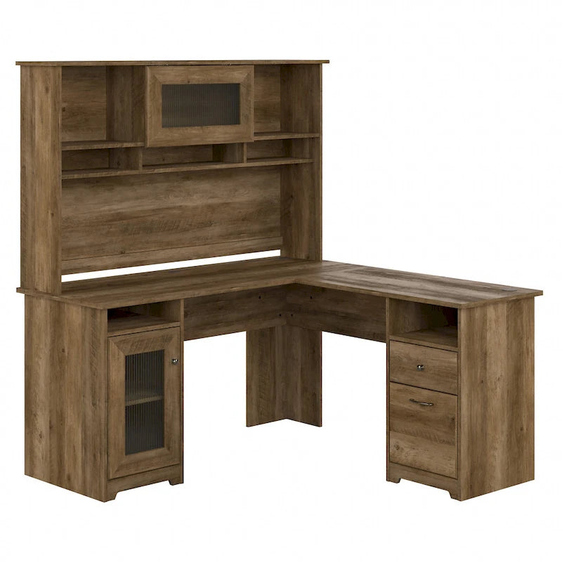Cabot 60W L-Shaped Desk with Hutch and Storage by Bush Furniture