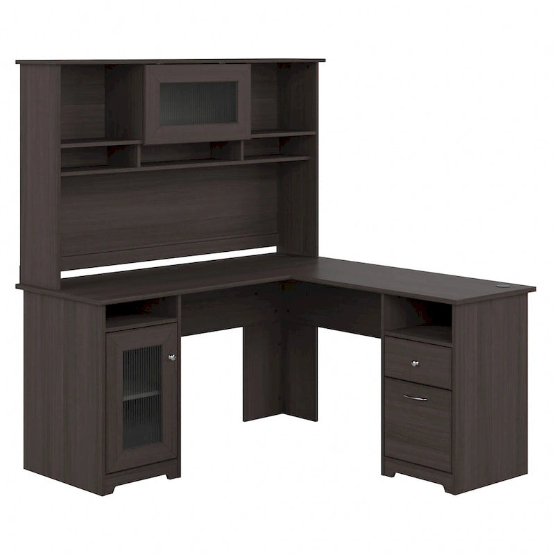 Cabot 60W L-Shaped Desk with Hutch and Storage by Bush Furniture