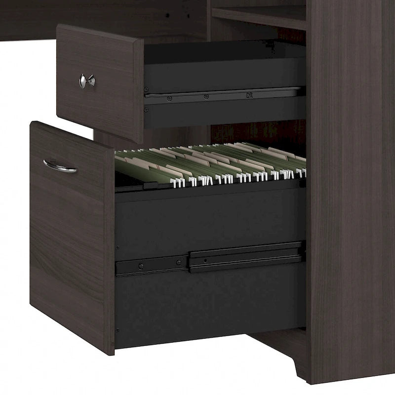 Cabot 60W L-Shaped Desk with Hutch and Storage by Bush Furniture
