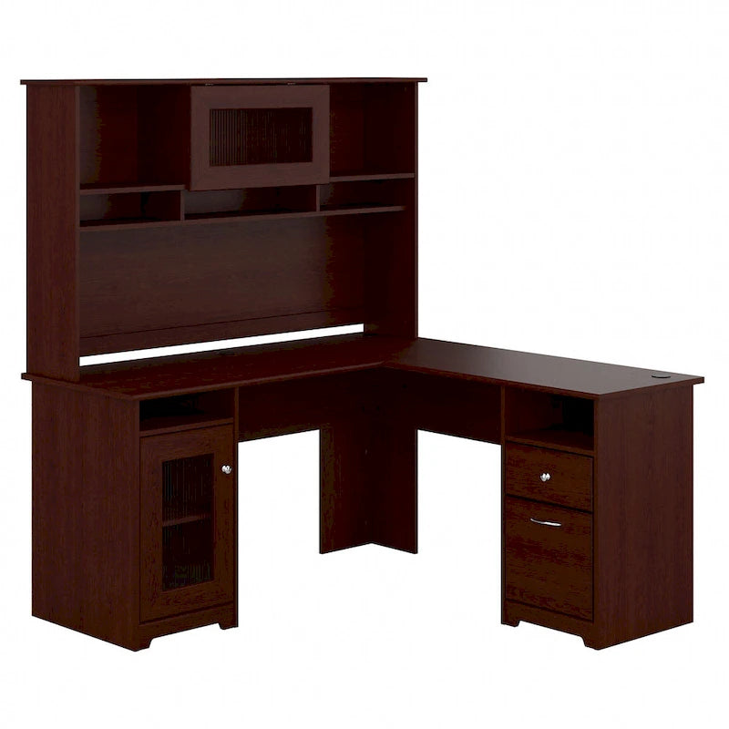 Cabot 60W L-Shaped Desk with Hutch and Storage by Bush Furniture