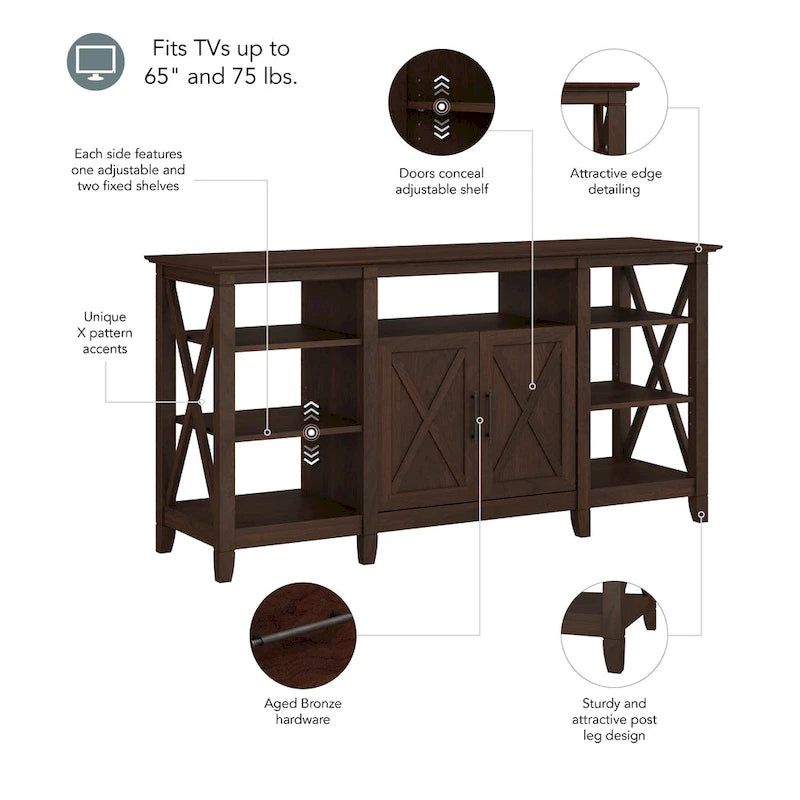 Key West Tall TV Stand with Storage by Bush Furniture