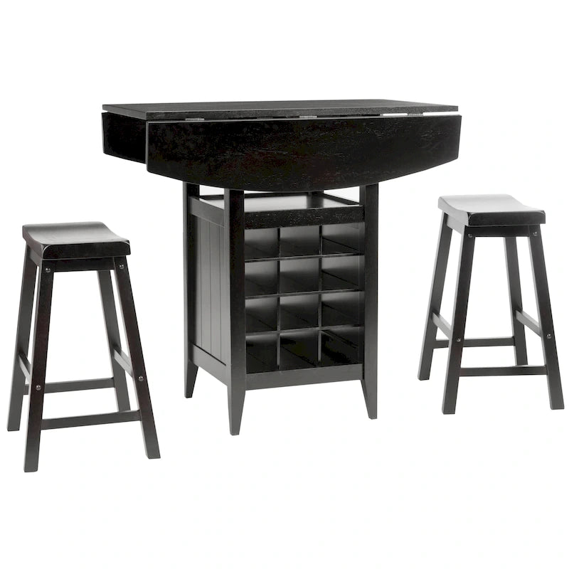 SAFAVIEH Mascha 3-Piece Set Drop Leaf Pub Table - 36 W x 36 L x 36 H - 36Wx36Dx36H