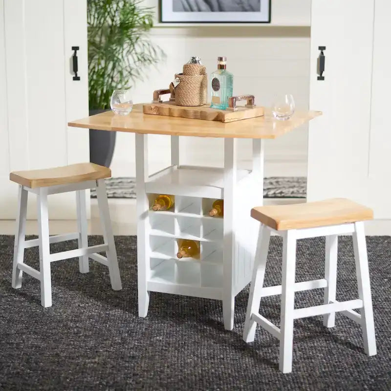 SAFAVIEH Mascha 3-Piece Set Drop Leaf Pub Table - 36 W x 36 L x 36 H - 36Wx36Dx36H