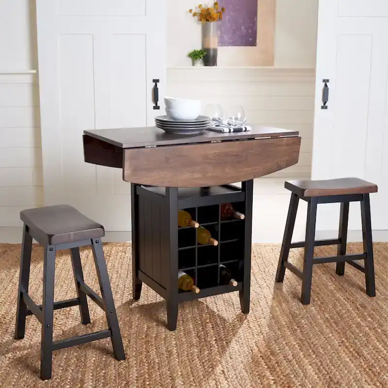 SAFAVIEH Mascha 3-Piece Set Drop Leaf Pub Table - 36 W x 36 L x 36 H - 36Wx36Dx36H