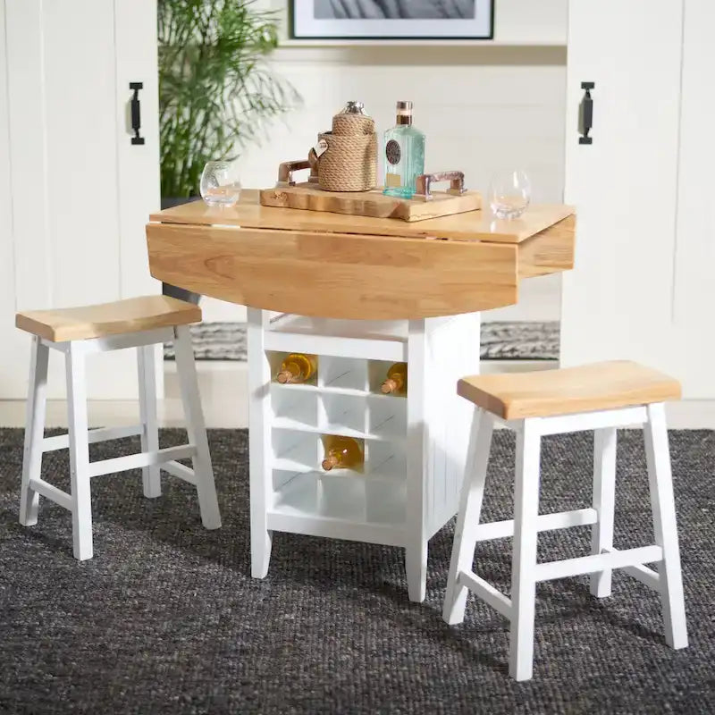 SAFAVIEH Mascha 3-Piece Set Drop Leaf Pub Table - 36 W x 36 L x 36 H - 36Wx36Dx36H
