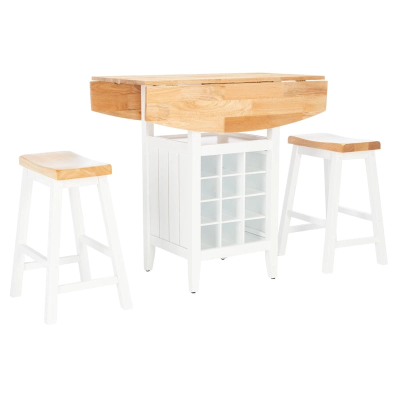 SAFAVIEH Mascha 3-Piece Set Drop Leaf Pub Table - 36 W x 36 L x 36 H - 36Wx36Dx36H