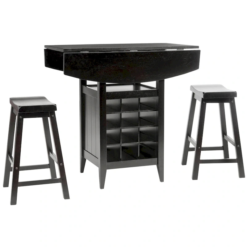 SAFAVIEH Mascha 3-Piece Set Drop Leaf Pub Table - 36 W x 36 L x 36 H - 36Wx36Dx36H