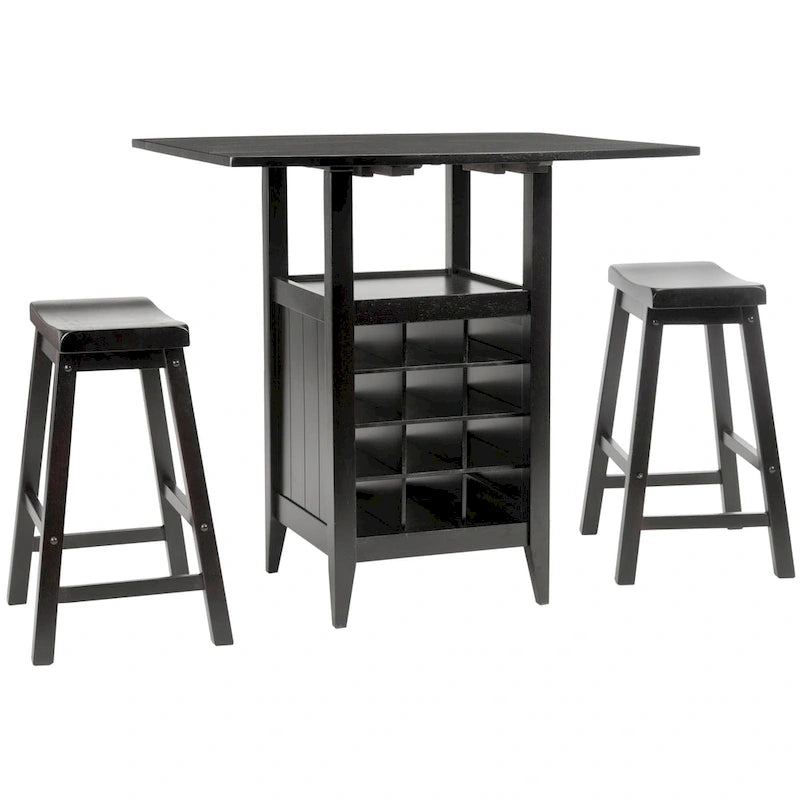 SAFAVIEH Mascha 3-Piece Set Drop Leaf Pub Table - 36 W x 36 L x 36 H - 36Wx36Dx36H