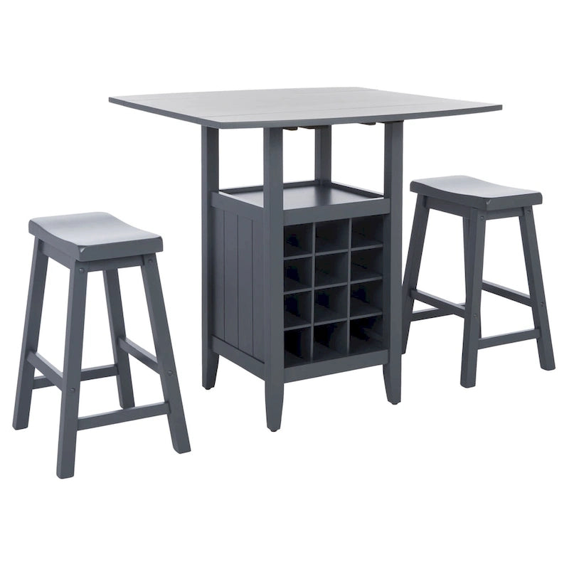 SAFAVIEH Mascha 3-Piece Set Drop Leaf Pub Table - 36 W x 36 L x 36 H - 36Wx36Dx36H