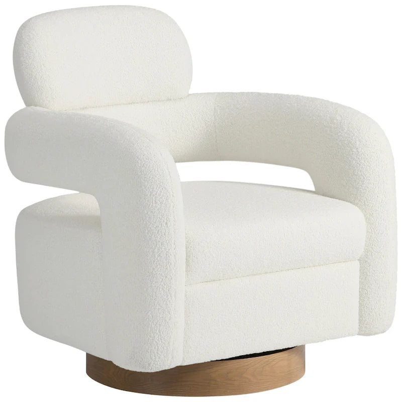 Bayville Sherpa Swivel Chair With Round Storage Ottoman 2-Piece Set