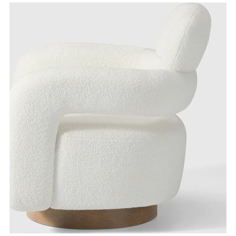 Bayville Sherpa Swivel Chair With Round Storage Ottoman 2-Piece Set