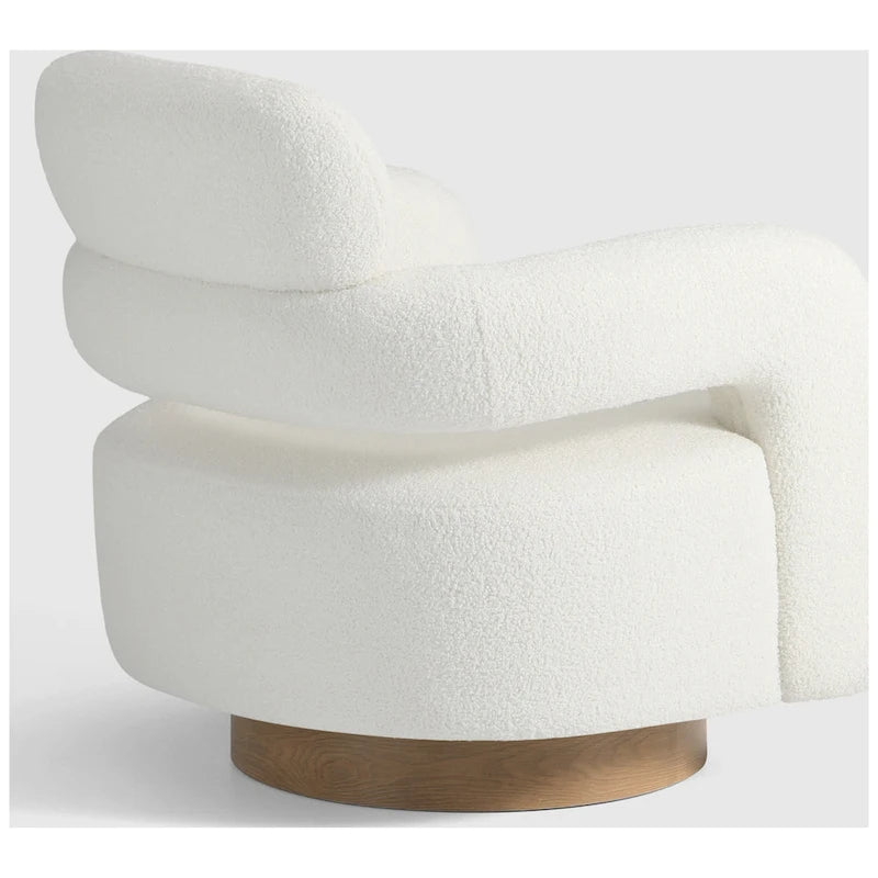 Bayville Sherpa Swivel Chair With Round Storage Ottoman 2-Piece Set