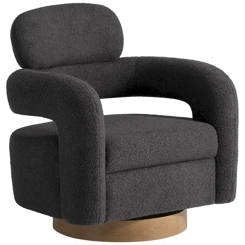 Bayville Sherpa Swivel Chair With Round Storage Ottoman 2-Piece Set