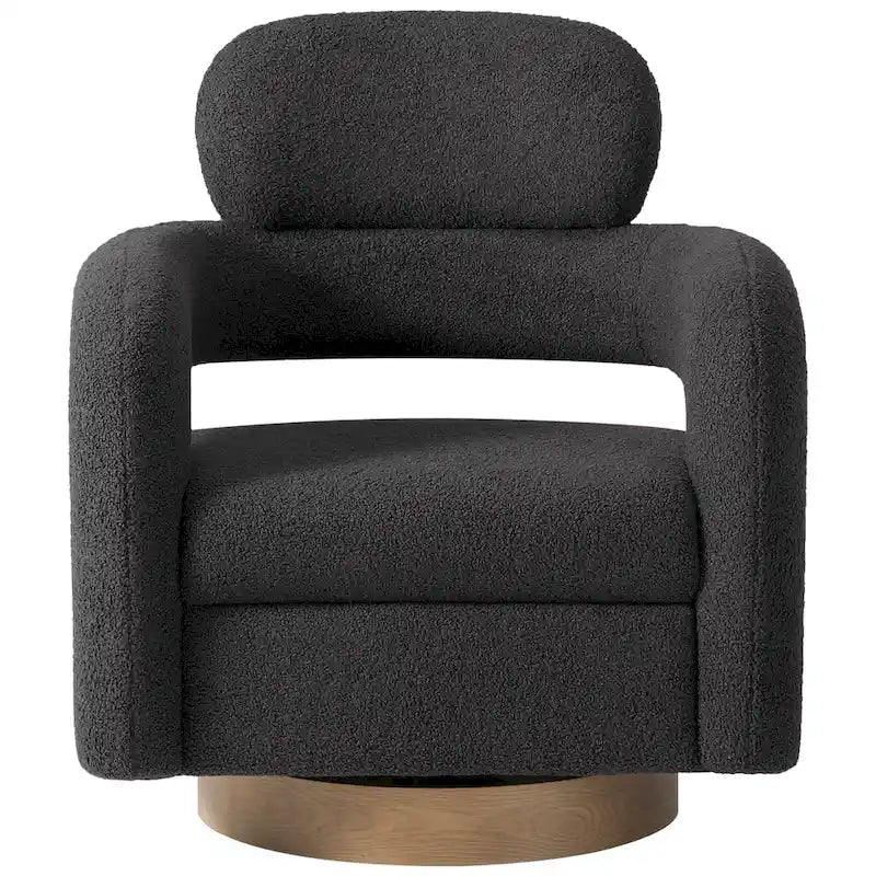 Bayville Sherpa Swivel Chair With Round Storage Ottoman 2-Piece Set