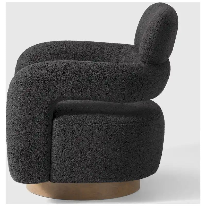 Bayville Sherpa Swivel Chair With Round Storage Ottoman 2-Piece Set