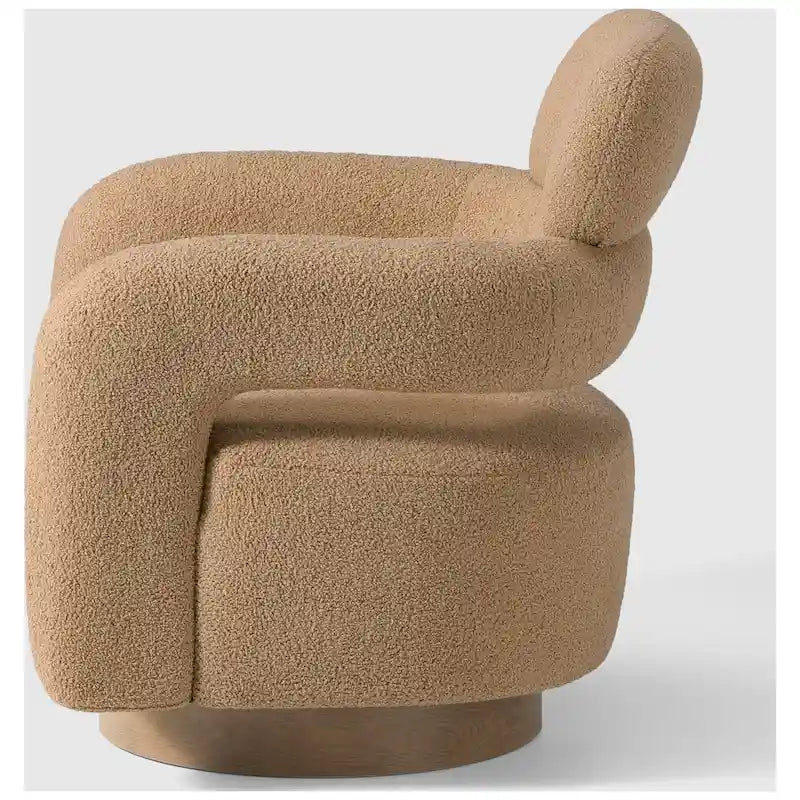 Bayville Sherpa Swivel Chair With Round Storage Ottoman 2-Piece Set