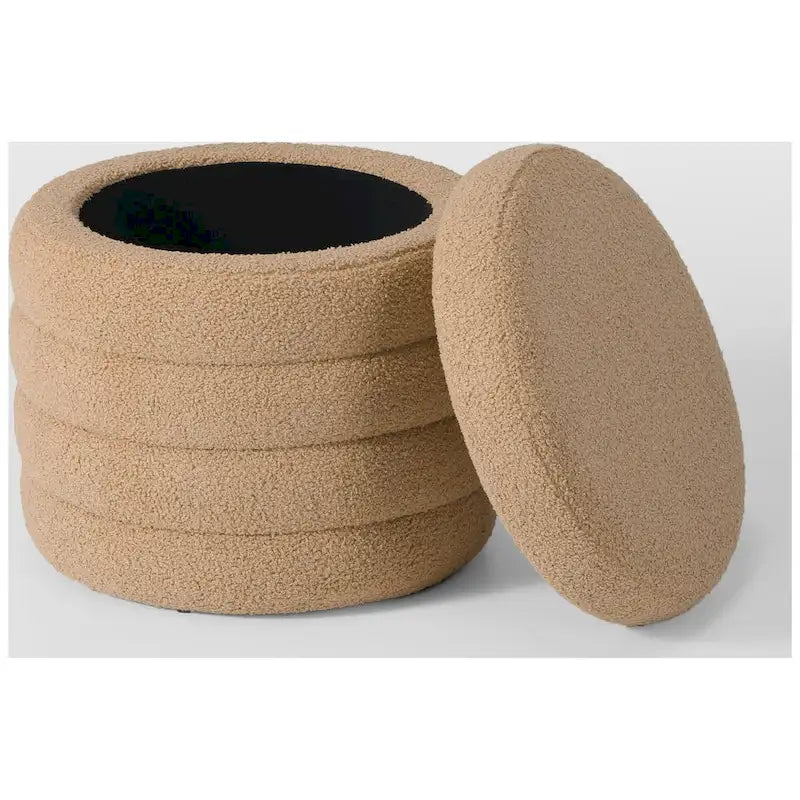 Bayville Sherpa Swivel Chair With Round Storage Ottoman 2-Piece Set