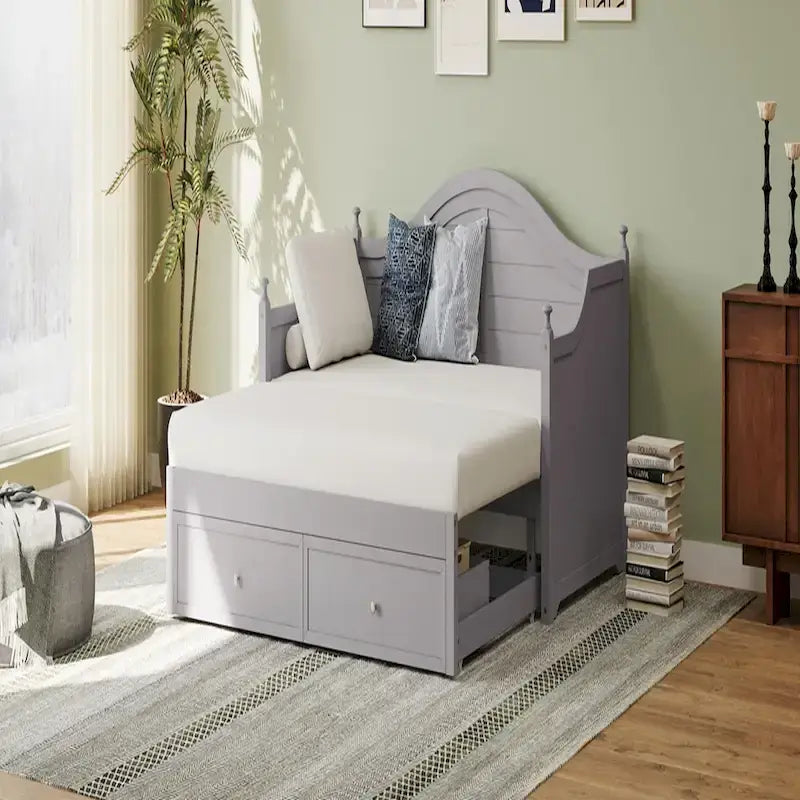 Twin Size Daybed with Extended Pop Up Trundle
