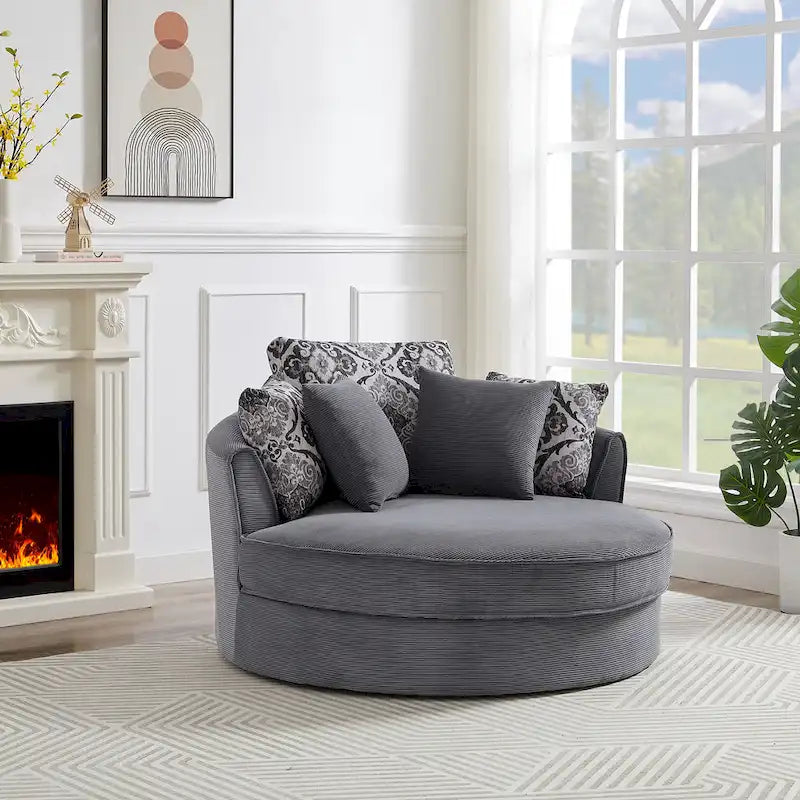 GDFStudio Harrison Swivel Accent Barrel Chair for Relaxed Living