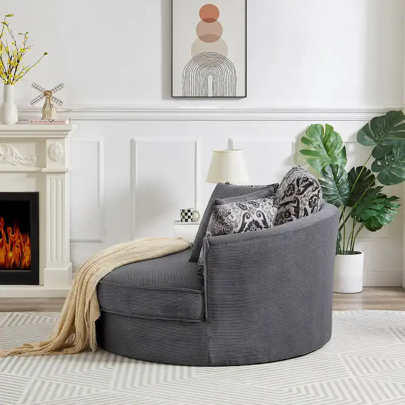GDFStudio Harrison Swivel Accent Barrel Chair for Relaxed Living