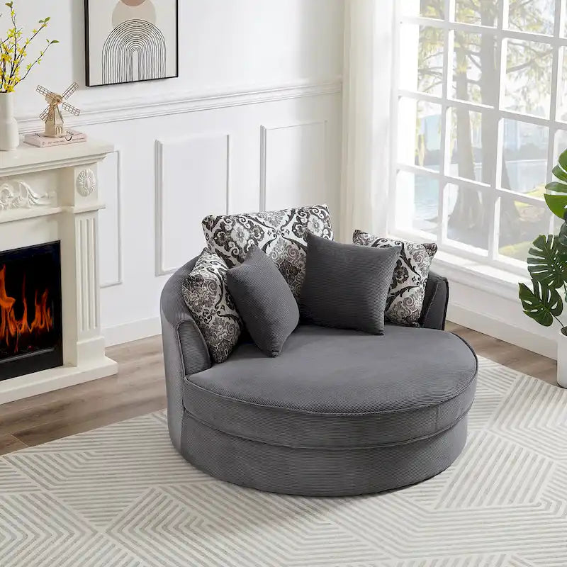 GDFStudio Harrison Swivel Accent Barrel Chair for Relaxed Living