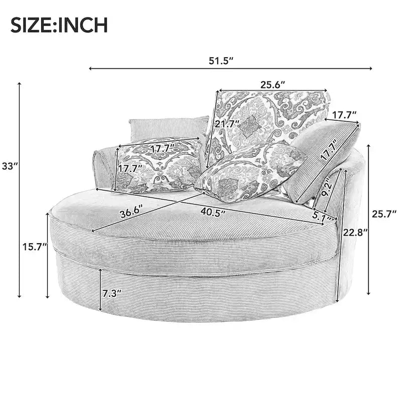 GDFStudio Harrison Swivel Accent Barrel Chair for Relaxed Living