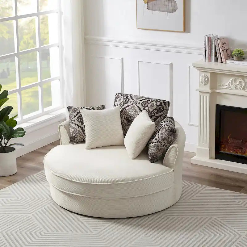 GDFStudio Harrison Swivel Accent Barrel Chair for Relaxed Living