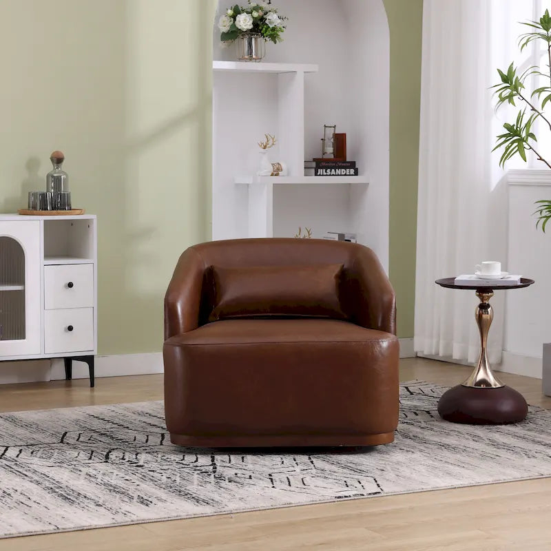 GDFStudio - Mia Chenille Fabric Swivel Accent Chair with Comfortable Cushions and Sturdy Base