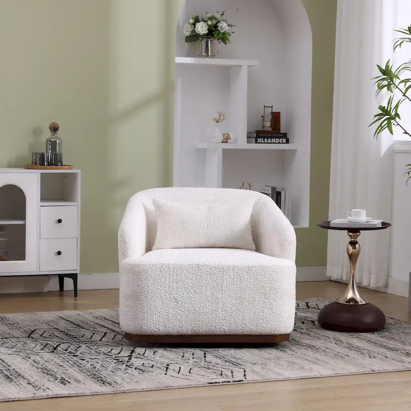 GDFStudio - Mia Chenille Fabric Swivel Accent Chair with Comfortable Cushions and Sturdy Base