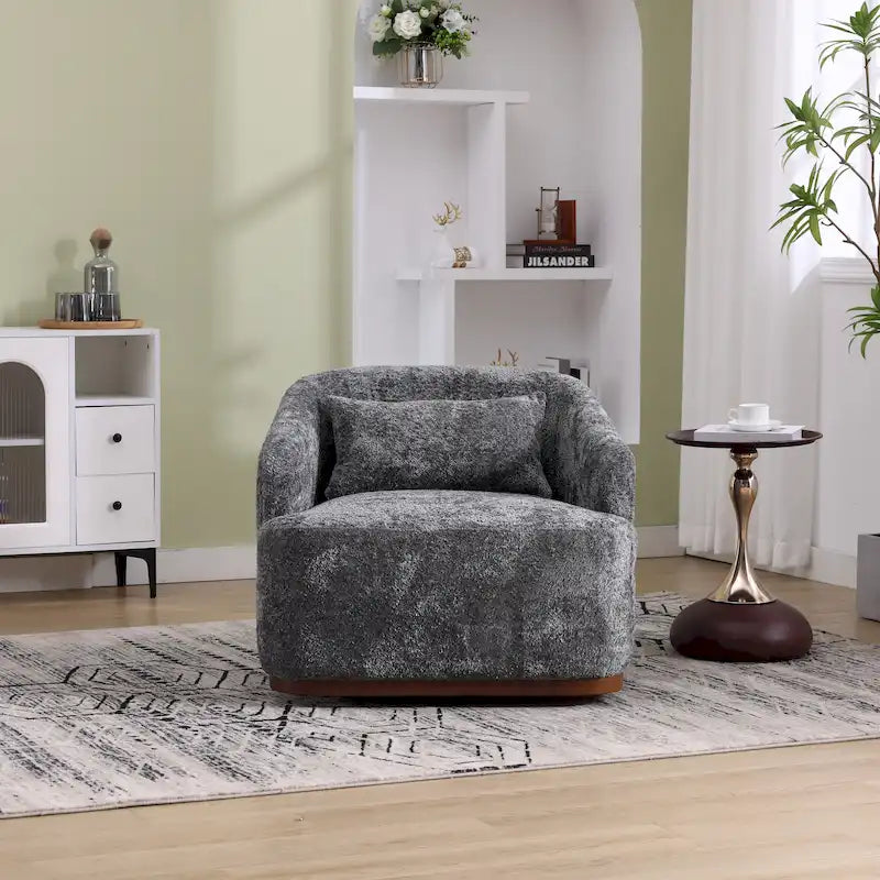 GDFStudio - Mia Chenille Fabric Swivel Accent Chair with Comfortable Cushions and Sturdy Base