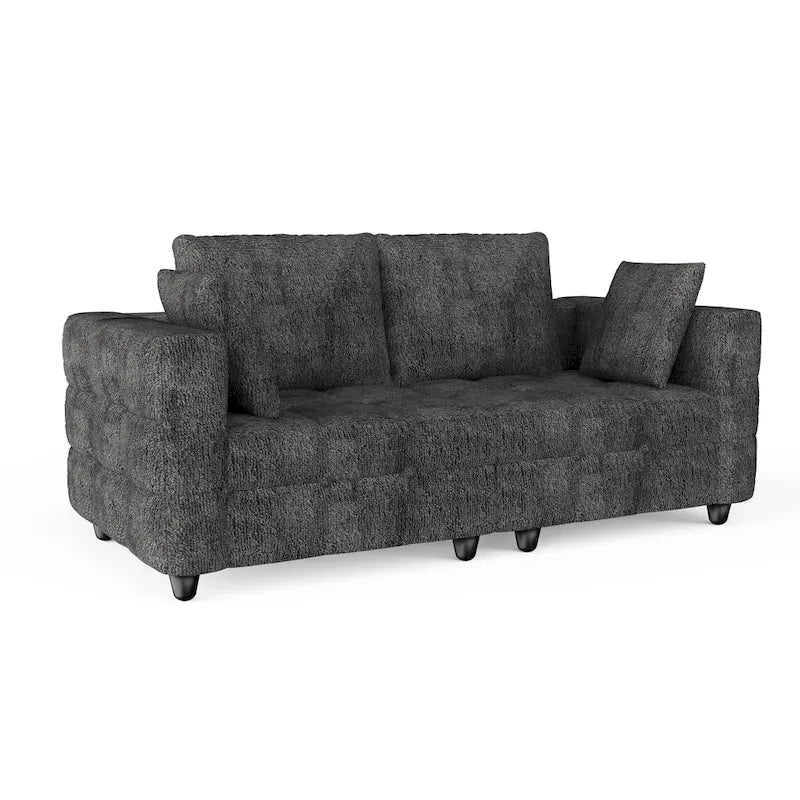 77.95 Fabric 3-Seater Sofa with Tool-Free Assembly, Space-Saving Design, and Solid Wood Frame