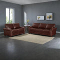 2-Pieces Mid-Century Modern Faux Leather Sofa Set with Storage, 3+2 Seater