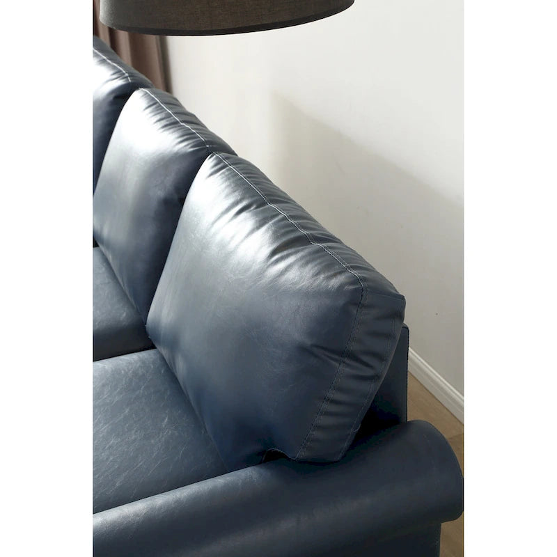 2-Pieces Mid-Century Modern Faux Leather Sofa Set with Storage, 3+2 Seater
