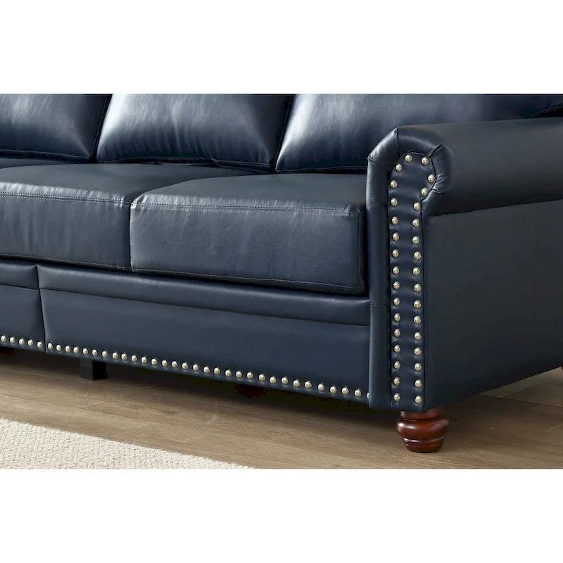 2-Pieces Mid-Century Modern Faux Leather Sofa Set with Storage, 3+2 Seater