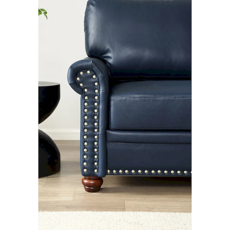 2-Pieces Mid-Century Modern Faux Leather Sofa Set with Storage, 3+2 Seater