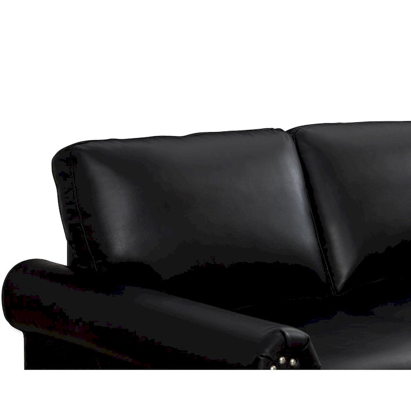 2-Pieces Mid-Century Modern Faux Leather Sofa Set with Storage, 3+2 Seater
