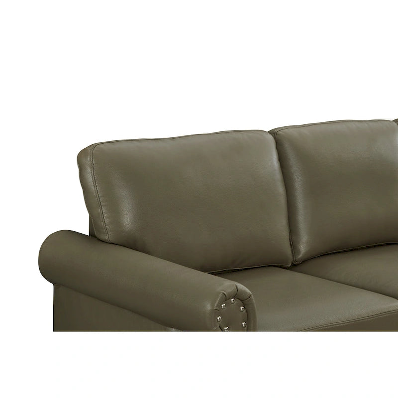 2-Pieces Mid-Century Modern Faux Leather Sofa Set with Storage, 3+2 Seater