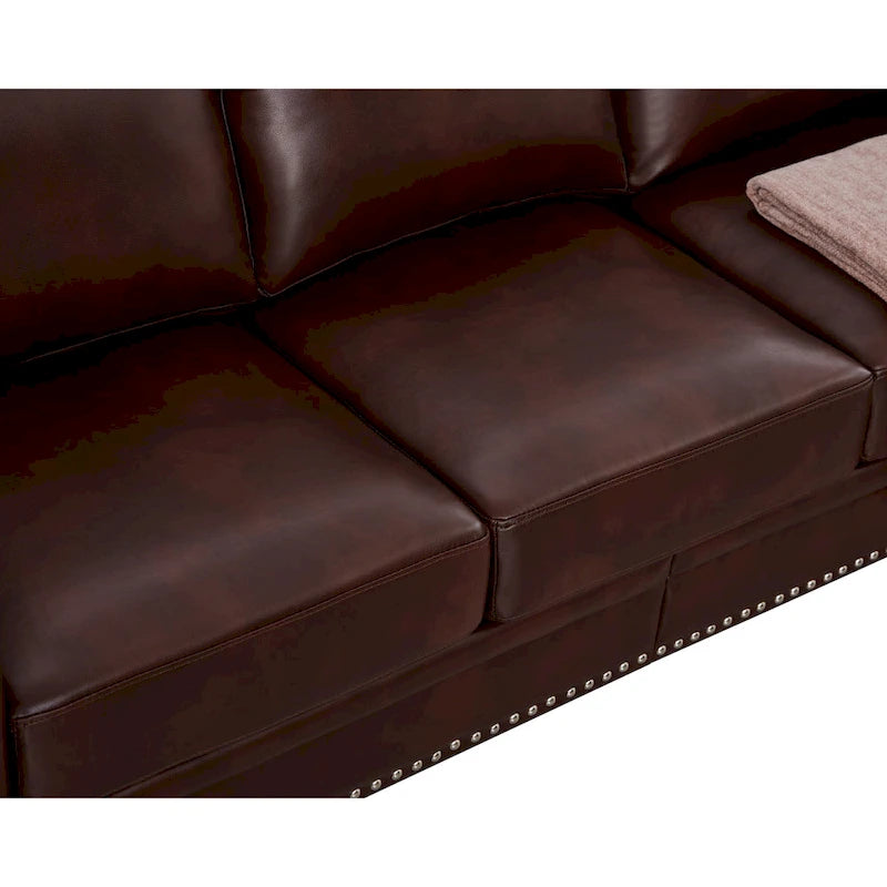 2-Pieces Mid-Century Modern Faux Leather Sofa Set with Storage, 3+2 Seater