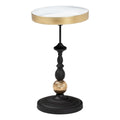 Javion Modern Glam Round Accent Side Table - Black & Gold Metal End Table with Tray Top for Indoor or Semi-Outdoor Use