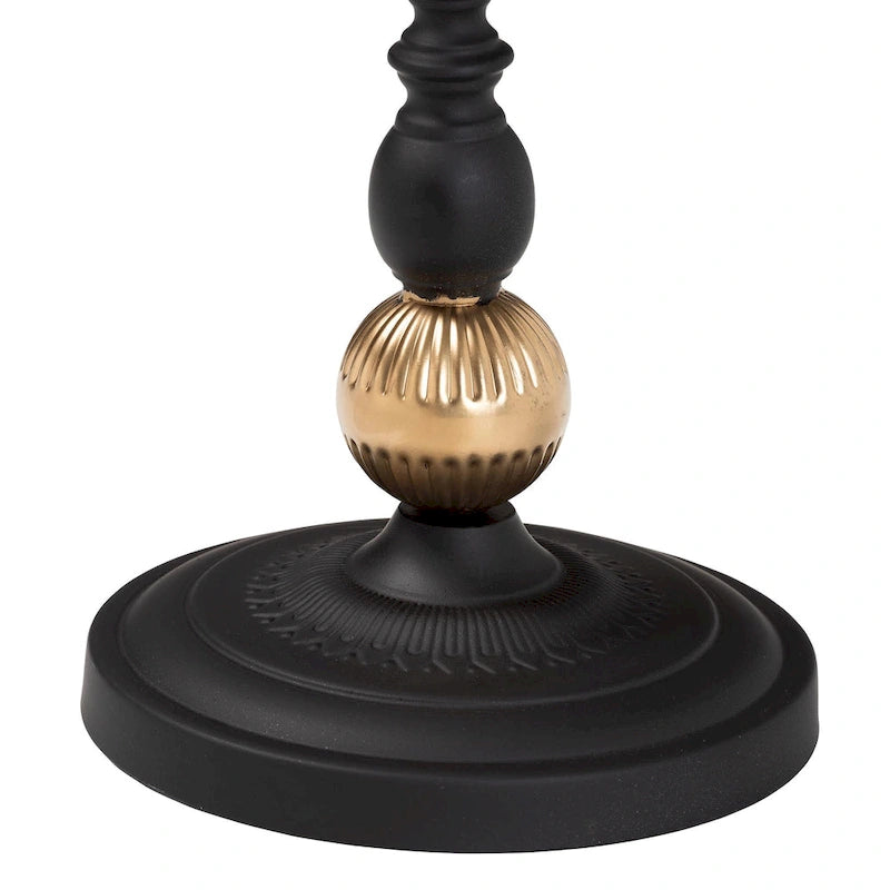 Javion Modern Glam Round Accent Side Table - Black & Gold Metal End Table with Tray Top for Indoor or Semi-Outdoor Use