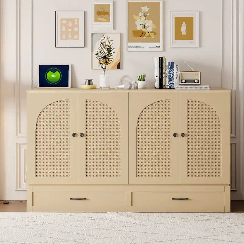Queen Size Foldable Murphy Bed with Storage & USB Charging