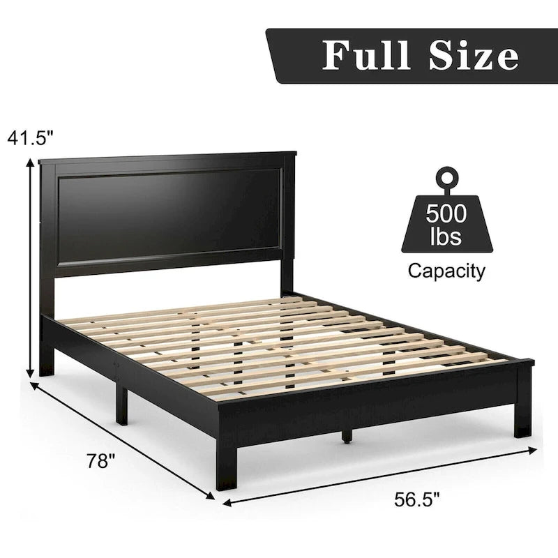 Gymax Twin/Full/Queen Size Bed Frame Platform Slat High Headboard