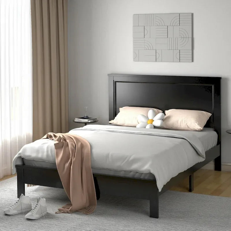 Gymax Twin/Full/Queen Size Bed Frame Platform Slat High Headboard