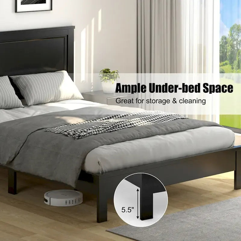 Gymax Twin/Full/Queen Size Bed Frame Platform Slat High Headboard