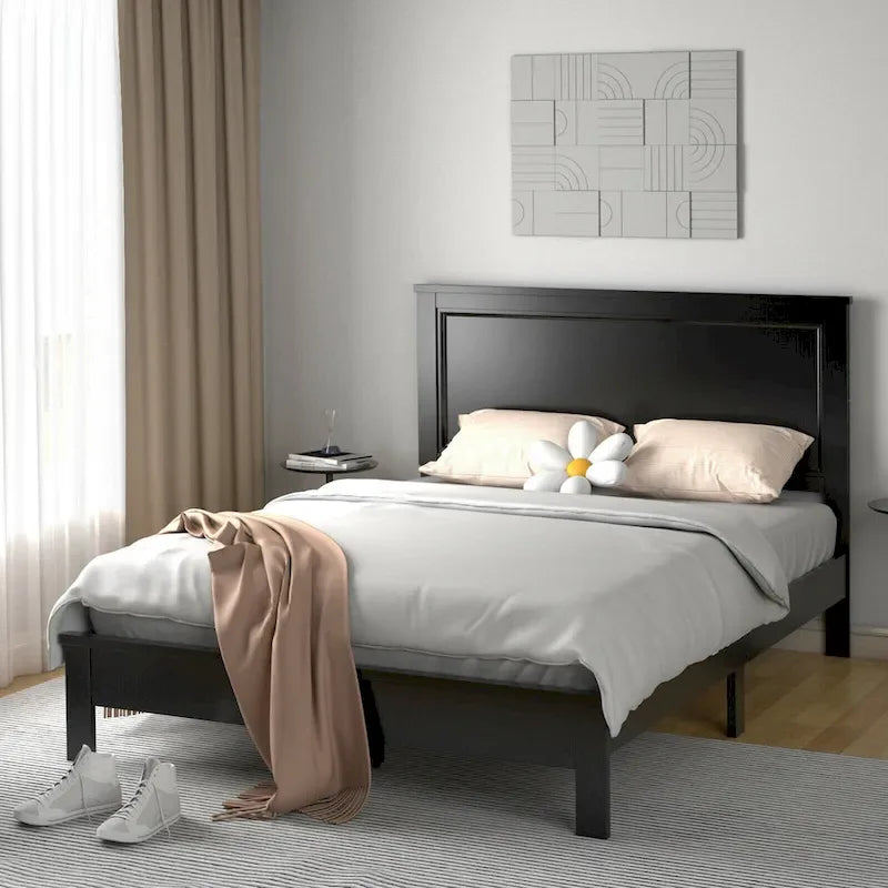 Gymax Twin/Full/Queen Size Bed Frame Platform Slat High Headboard